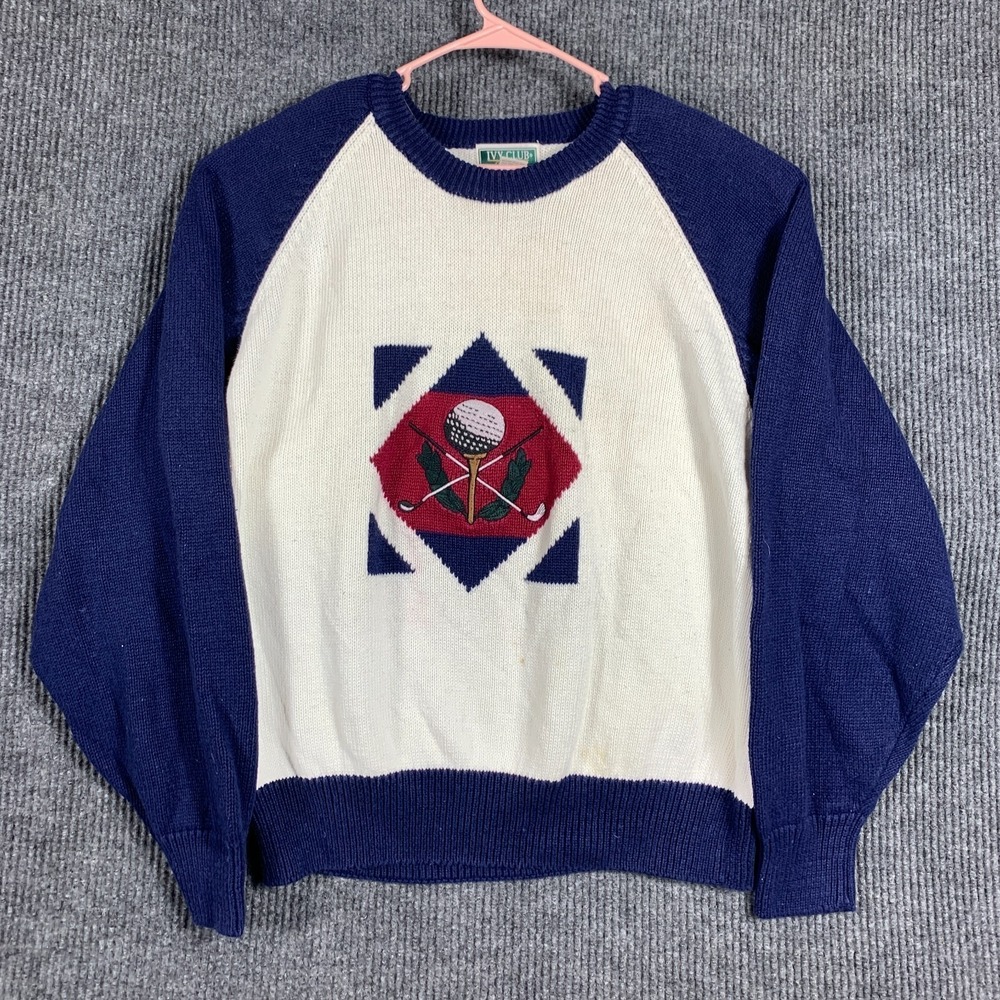 VTG Ivy Club Classics Sweater Mens XL White Golf Embroidered Retro 90s Preppy